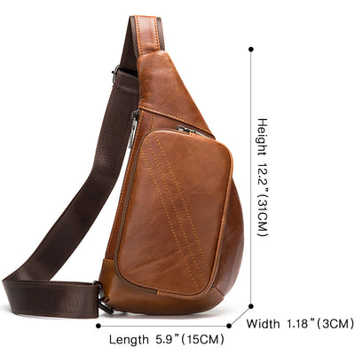 Bolsa Pecho Cuero Estilo Retro Media Luna - Bandolera Messenger para Hombre - Image 5