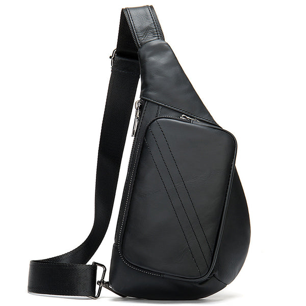 Bolsa Pecho Cuero Estilo Retro Media Luna - Bandolera Messenger para Hombre