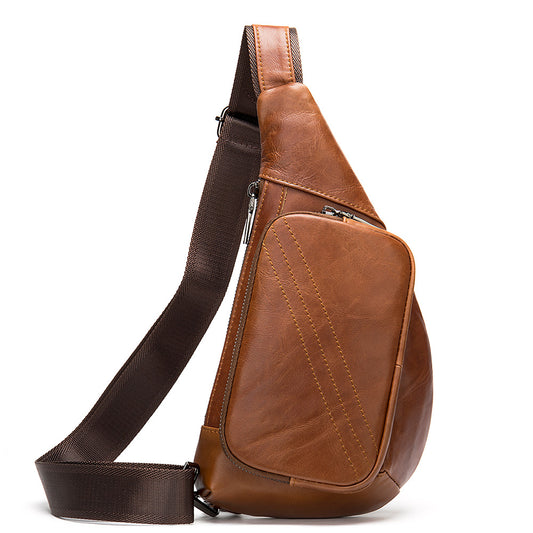 Bolsa Pecho Cuero Estilo Retro Media Luna - Bandolera Messenger para Hombre - Image 2