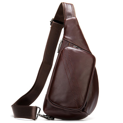 Bolsa Pecho Cuero Estilo Retro Media Luna - Bandolera Messenger para Hombre - Image 3