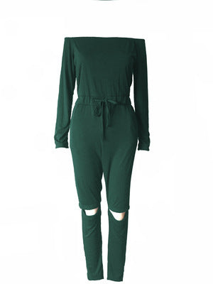 Jumpsuit Ajustado con Hombro Descubierto y Diseño Rasgado Moderno - Image 14