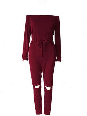 Jumpsuit Ajustado con Hombro Descubierto y Diseño Rasgado Moderno - Image 19