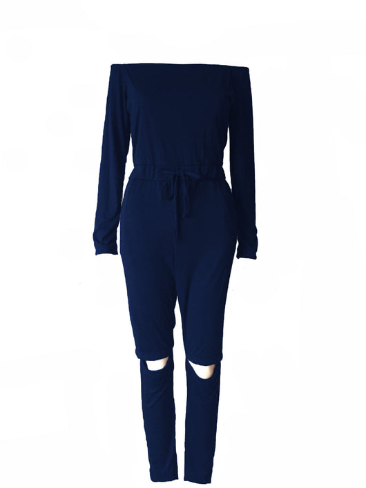 Jumpsuit Ajustado con Hombro Descubierto y Diseño Rasgado Moderno - Image 21
