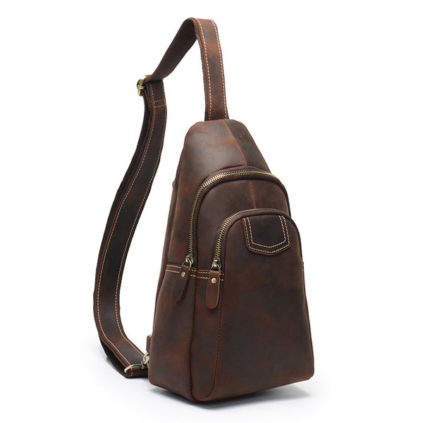Bolsa Mensajero de Cuero Retro para Hombre - Gran Capacidad con Cuero Crazy Horse