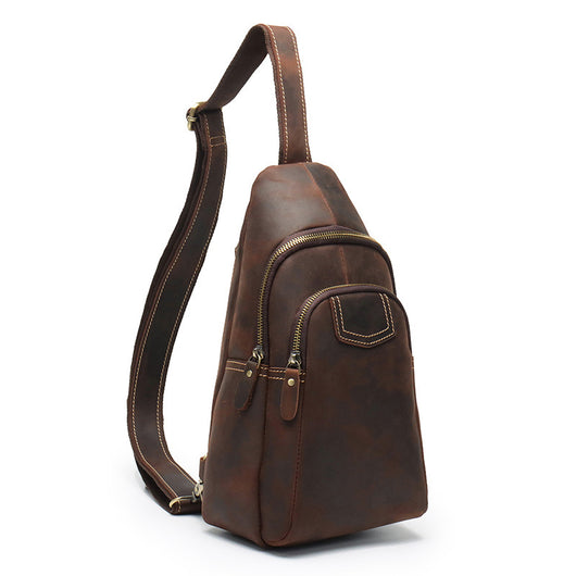 Bolsa Mensajero de Cuero Retro para Hombre - Gran Capacidad con Cuero Crazy Horse
