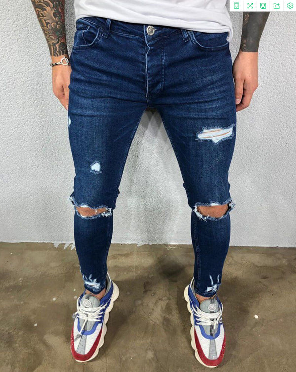 Pantalones Vaqueros Skinny Negros con Rotos en Rodillas - Denim Elástico Slim Fit Estilo Urbano - Image 4
