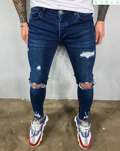 Pantalones Vaqueros Skinny Negros con Rotos en Rodillas - Denim Elástico Slim Fit Estilo Urbano - Image 4
