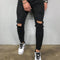 Pantalones Vaqueros Skinny Negros con Rotos en Rodillas - Denim Elástico Slim Fit Estilo Urbano