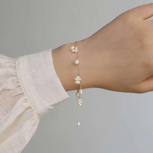 Pulsera de Perlas de Agua Dulce Ashchi en Plata de Ley 925