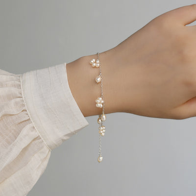Pulsera de Perlas de Agua Dulce Ashchi en Plata de Ley 925