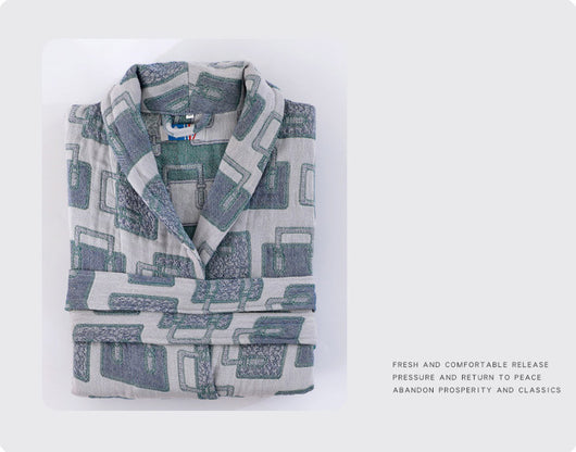 Bata de Algodón Puro para Parejas - Pijama Largo Absorbente Todo Clima Hombre y Mujer - Image 10