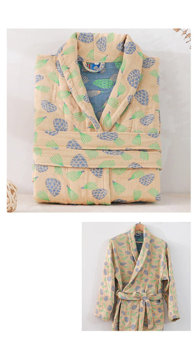 Bata de Algodón Puro para Parejas - Pijama Largo Absorbente Todo Clima Hombre y Mujer - Image 23