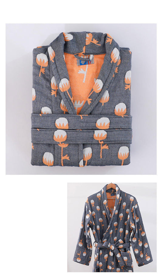 Bata de Algodón Puro para Parejas - Pijama Largo Absorbente Todo Clima Hombre y Mujer - Image 24