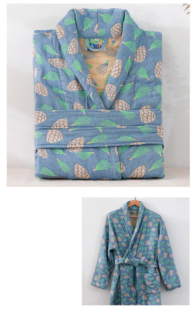 Bata de Algodón Puro para Parejas - Pijama Largo Absorbente Todo Clima Hombre y Mujer - Image 25
