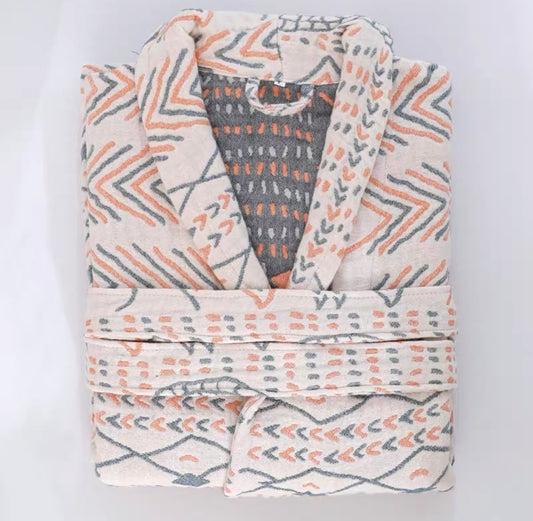 Bata de Algodón Puro para Parejas - Pijama Largo Absorbente Todo Clima Hombre y Mujer