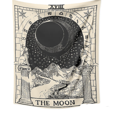 Retro yellow tapestry featuring a black and white illustration of 'The Sun' Tarot card with sunflowers and butterflies. - Image 13