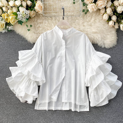 Blusa Elegante con Volantes Multicapas y Mangas Acampanadas - Image 7