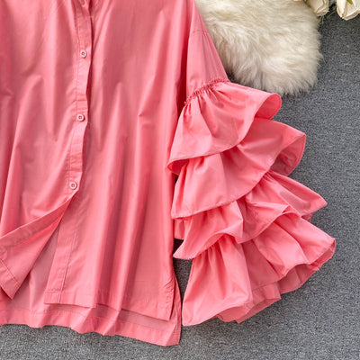 Blusa Elegante con Volantes Multicapas y Mangas Acampanadas - Image 11