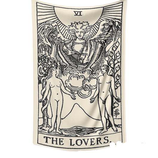 Retro yellow tapestry featuring a black and white illustration of 'The Sun' Tarot card with sunflowers and butterflies. - Image 3