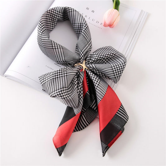 Pañuelo de Seda Estampado Coreano para Primavera y Verano con Protección Solar - Image 2