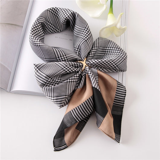Pañuelo de Seda Estampado Coreano para Primavera y Verano con Protección Solar - Image 4
