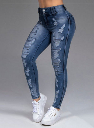 Jeans Rotos Mujer Ajustados Elásticos con Agujeros Desgarrados - Image 7