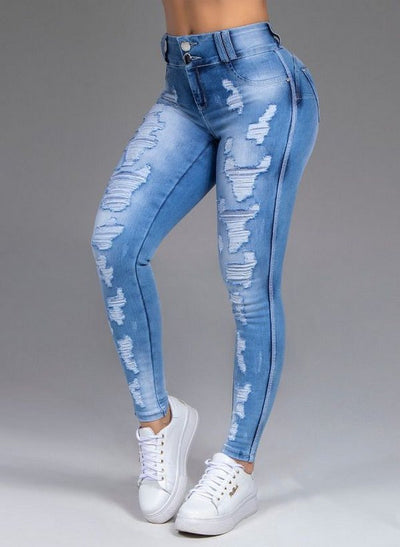 Jeans Rotos Mujer Ajustados Elásticos con Agujeros Desgarrados - Image 8