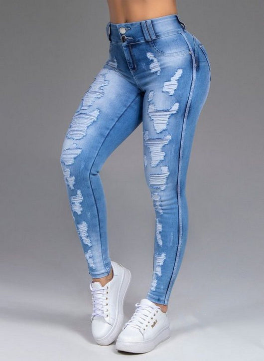 Jeans Rotos Mujer Ajustados Elásticos con Agujeros Desgarrados - Image 8