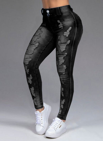 Jeans Rotos Mujer Ajustados Elásticos con Agujeros Desgarrados - Image 10