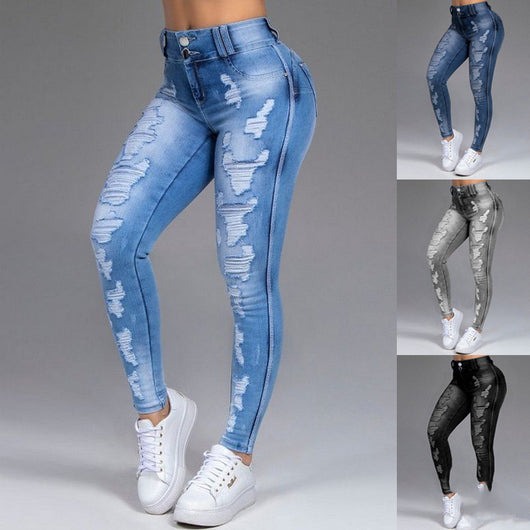 Jeans Rotos Mujer Ajustados Elásticos con Agujeros Desgarrados - Image 5