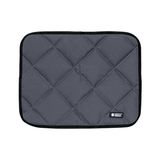 Dark gray quilted pet mat with diamond stitching and black trim, suitable for dogs and cats. - Image 4