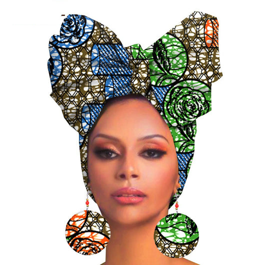 Turbante de Algodón Estampado con Aretes Oversize - Image 5