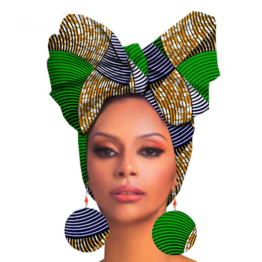 Turbante de Algodón Estampado con Aretes Oversize - Image 10