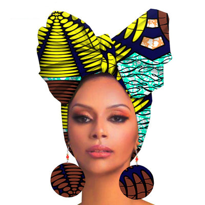 Turbante de Algodón Estampado con Aretes Oversize - Image 11