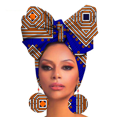 Turbante de Algodón Estampado con Aretes Oversize - Image 8