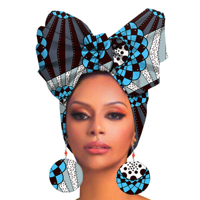 Turbante de Algodón Estampado con Aretes Oversize - Image 12