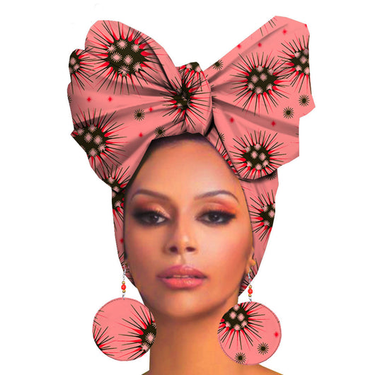 Turbante de Algodón Estampado con Aretes Oversize - Image 15