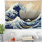 Tapiz Decorativo Onda Japonesa Ukiyo-e para Sala de Estar
