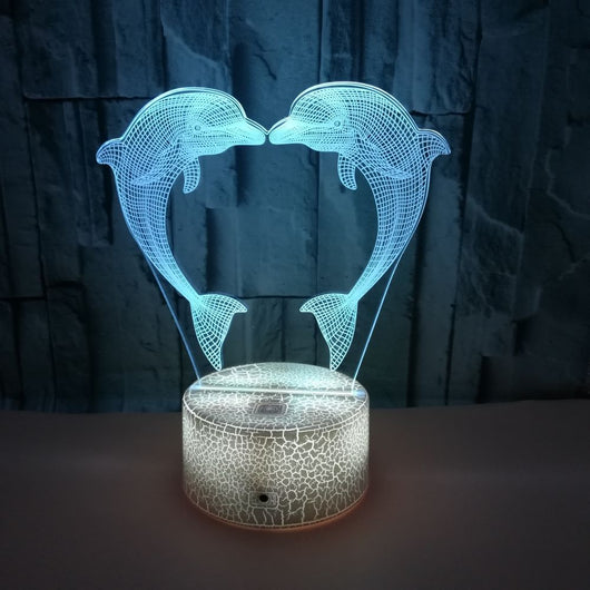 Caja de Regalo Personalizada con Luz 3D Delfín Ilusión LED