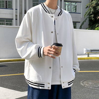 Chaqueta Casual de Rayas con Cuello Tipo Béisbol - Talla Grande Hombre - Image 5