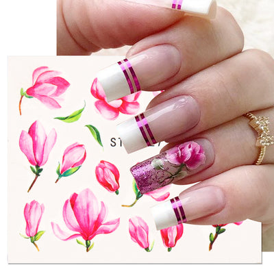 Stickers de Uñas Retro con Diseño de Rosas y Enredaderas en Tonos Cálidos - Image 8
