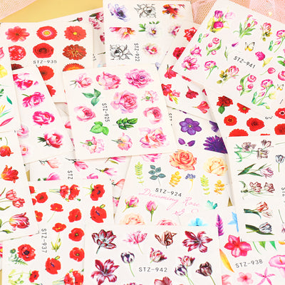 Stickers de Uñas Retro con Diseño de Rosas y Enredaderas en Tonos Cálidos - Image 11