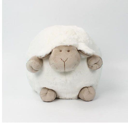 Soft white plush sheep toy with a beige face and limbs, designed for infants and young children. - Image 6