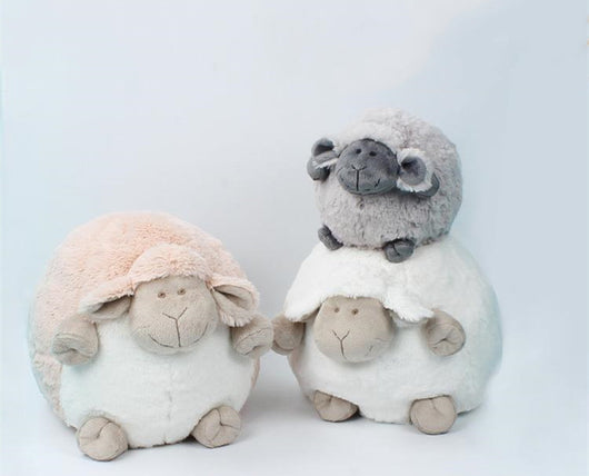 Soft white plush sheep toy with a beige face and limbs, designed for infants and young children. - Image 8