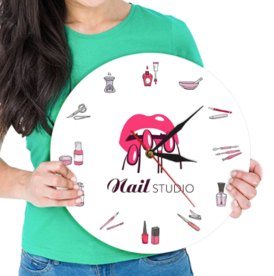 Reloj de Pared Creativo 3D para Manicura con Diseño de Esmalte de Uñas - Image 4