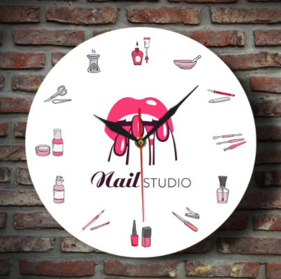 Reloj de Pared Creativo 3D para Manicura con Diseño de Esmalte de Uñas - Image 2