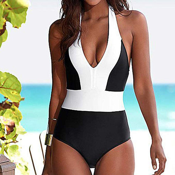 Traje de Baño Enterizo con Combinación de Colores - Tela Nylon Premium
