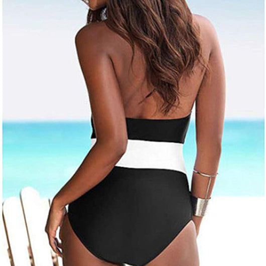 Traje de Baño Enterizo con Combinación de Colores - Tela Nylon Premium - Image 7