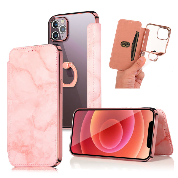 Funda Mármol para iPhone 12 Pro con Anillo de Sujeción