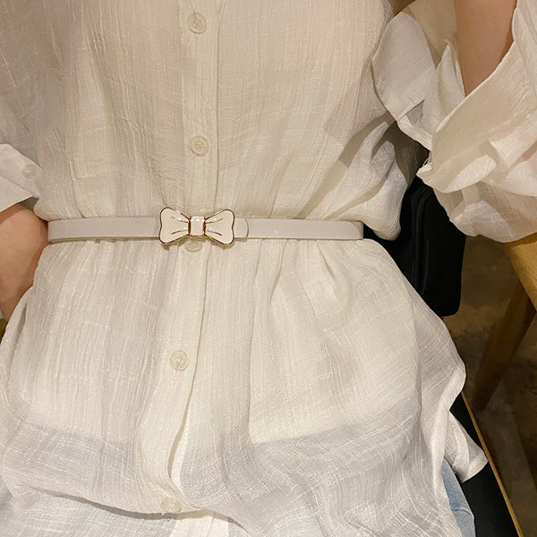Vestido Coreano con Cinturón Delgado - Diseño Versátil y Elegante